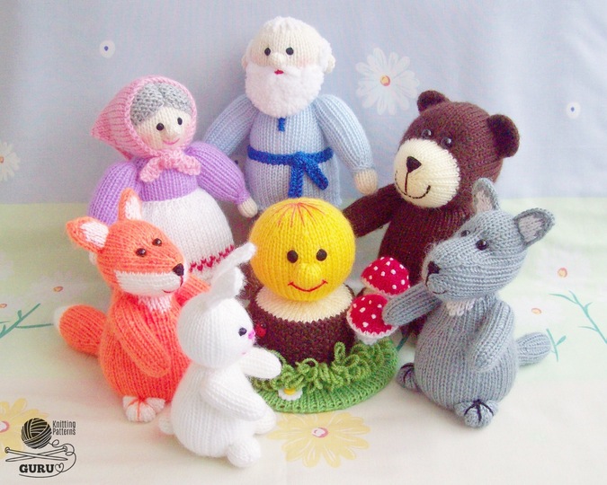 K042 Knitting Pattern Kolobok (Roly-Poly) on a stump Amigurumi tree forest