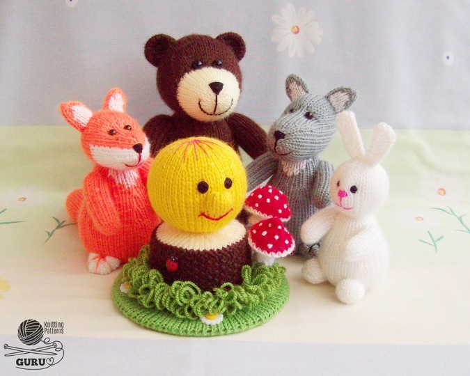 K042 Knitting Pattern Kolobok (Roly-Poly) on a stump Amigurumi tree forest