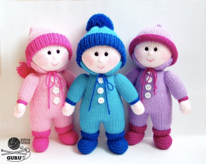 K035 Baby dolls with 3 different hats and clothing Amigurumi children toy - Image 6