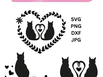 Plotterdatei "Cats in Love", perfekt für Valentinstag & Hochzeiten