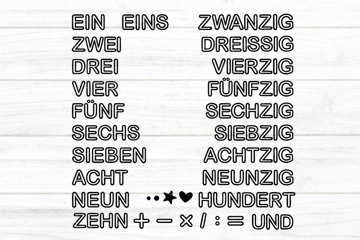 Zahlen Texte 1-100 Plotterdatei SVG DXF FCM