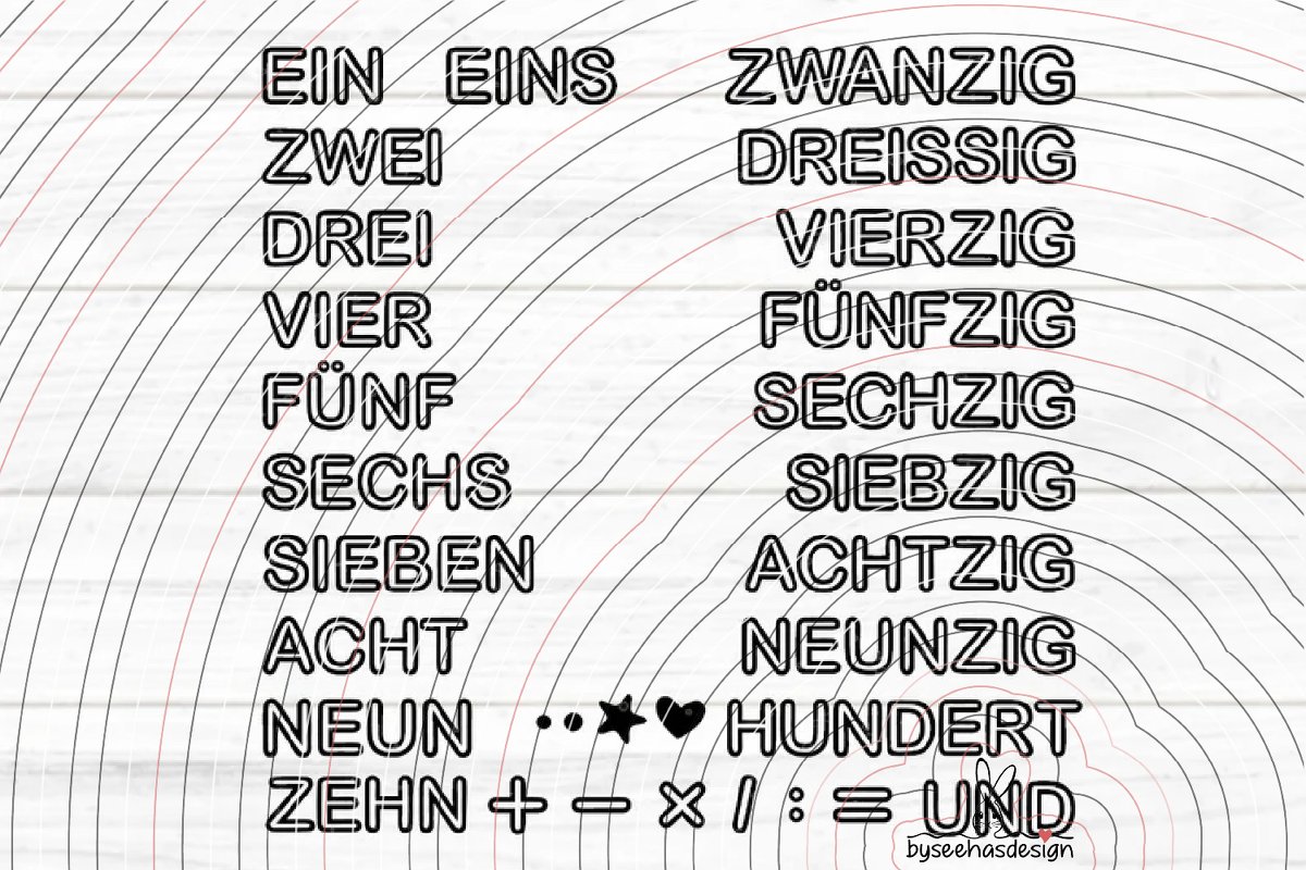 Zahlen Texte 1-100 Plotterdatei SVG DXF
