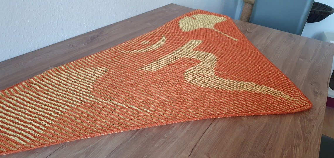 Solarplexus-Chakra, Shadow Knitting, Illusion Knitting, Motif Shawl