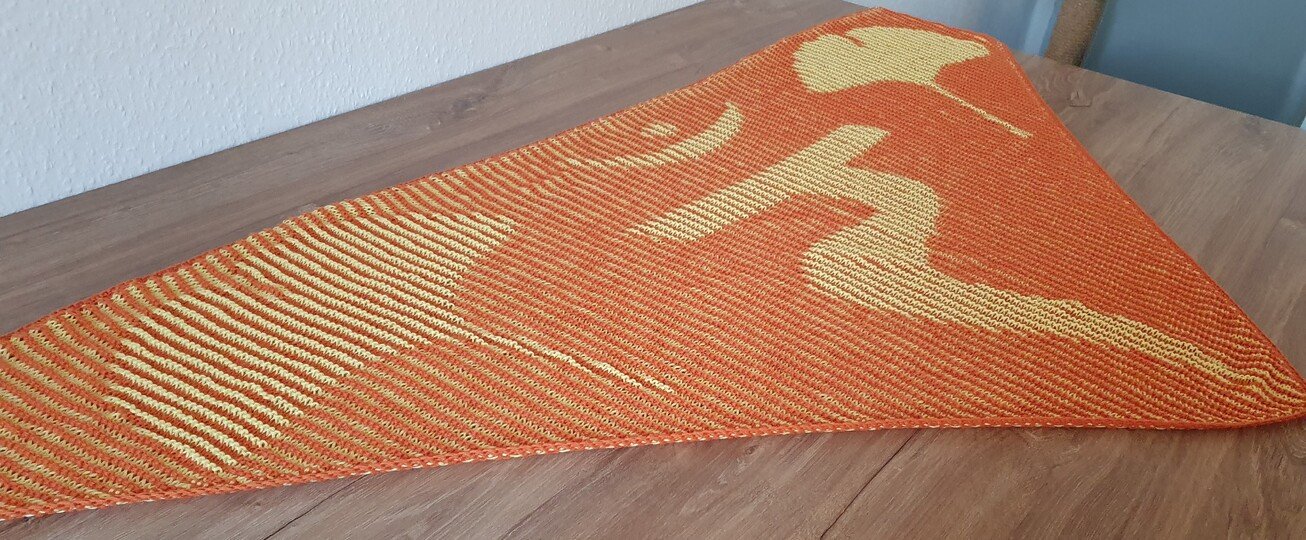 Solarplexus-Chakra, Shadow Knitting, Illusion Knitting, Motif Shawl