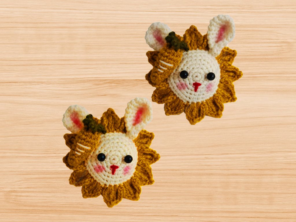 A Crochet Sunflower Bunny Keychain - Image 2