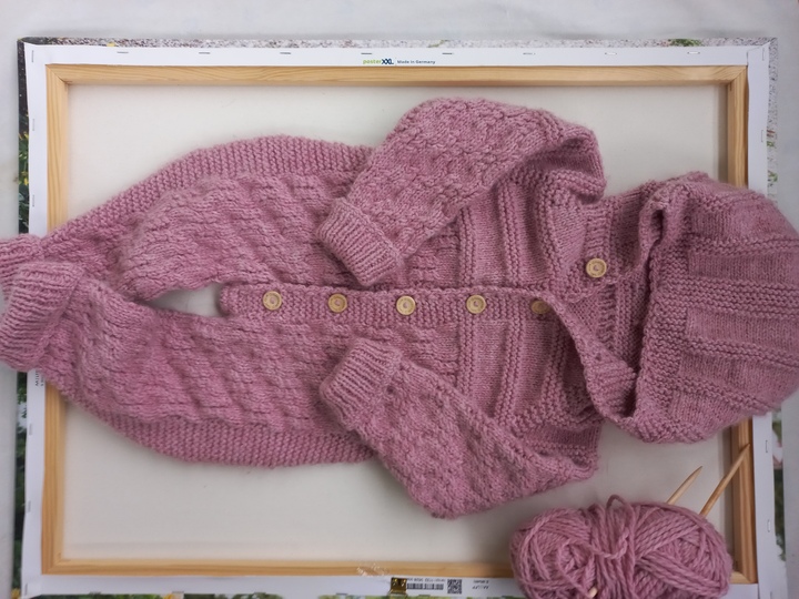 Strickanleitung Babyoverall, 86-92, 18-24 M, mit Kapuze, ohne Nähte, PDF