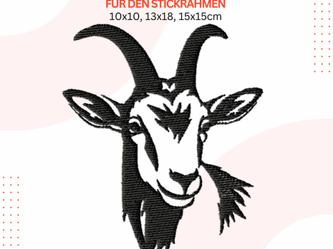 Ziegenkopf Stickdatei, Ziege Stickmuster, Tier Stickdesign, Bauernhof Stick