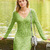 Hellgrünes Kleid mit Rauten- und Rippenmuster