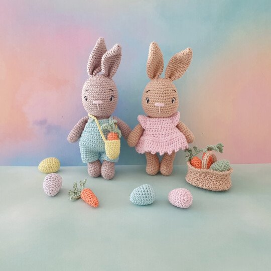 Häschen "Polly & Paul" mit Zubehör - Osterhasen häkeln - Häkelanleitung PDF