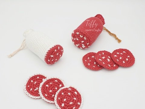 Salami, Salami-Scheibe für Kinderküche-Kaufladen Zubehör Häkelanleitung