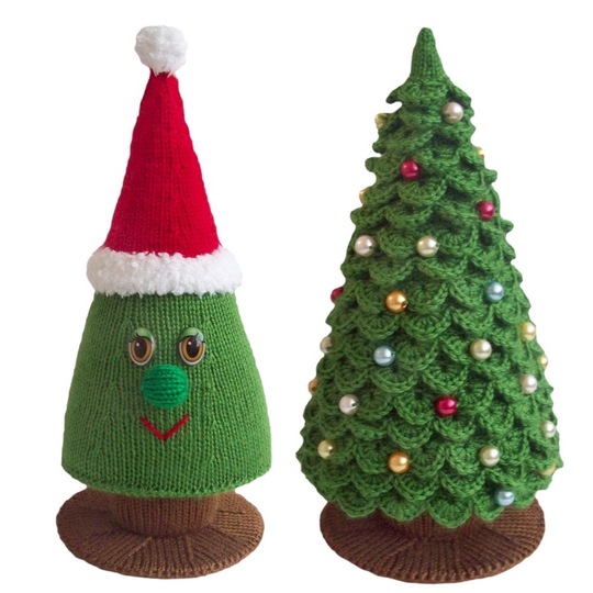 K031 Santa doll 7,5 inch and Two Christmas trees (branches are crochet)