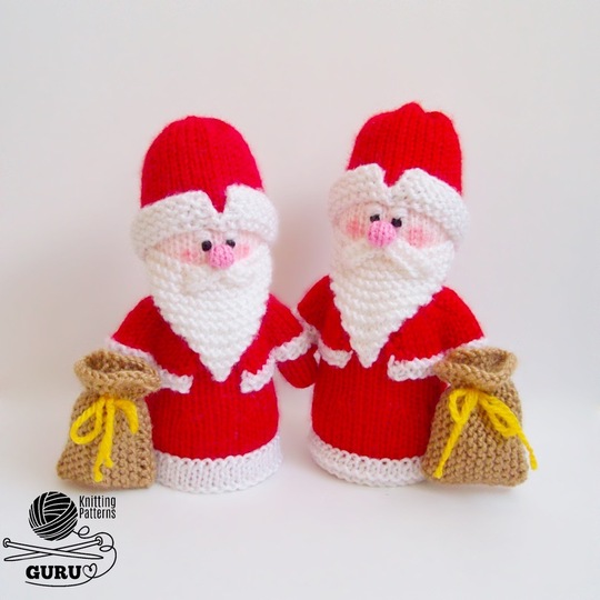 K030 Small Santa Claus or Father Frost doll and 2 Christmas trees (crochet)
