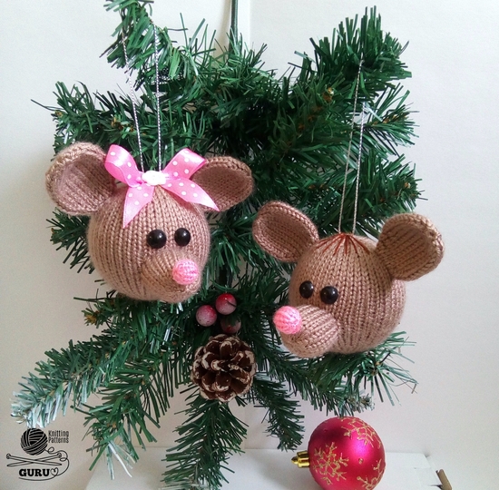 K026 Christmas tree baubles or decoration Rat or Mouse - Amigurumi