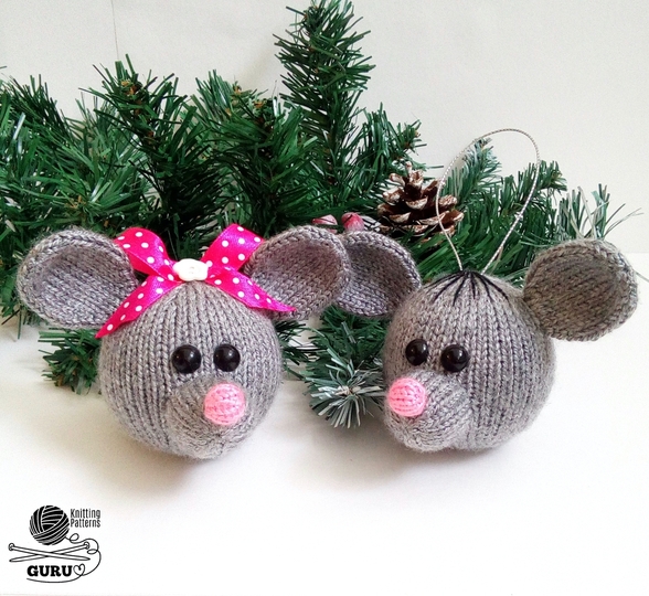 K026 Christmas tree baubles or decoration Rat or Mouse - Amigurumi