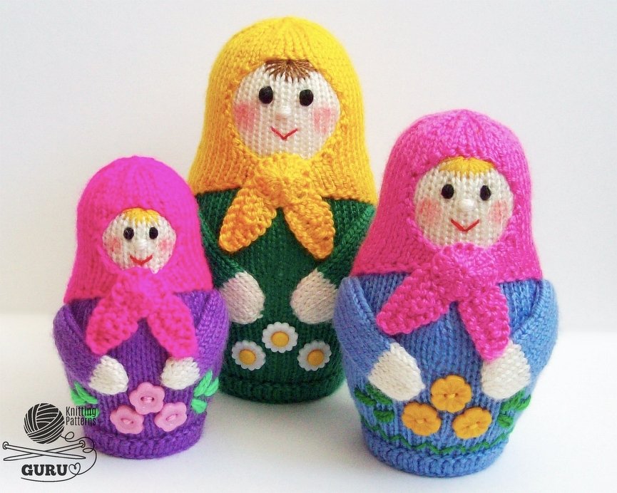 K025 Three Matrioska Dolls (Traditional Russian Nesting Dolls) - Amigurumi - Image 4