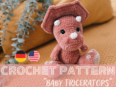 Häkelanleitung I Triceratops Baby - Dinosaurier I [GER]