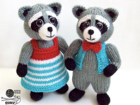K021 Raccoons animal Boy and Girl with clothing - Amigurumi
