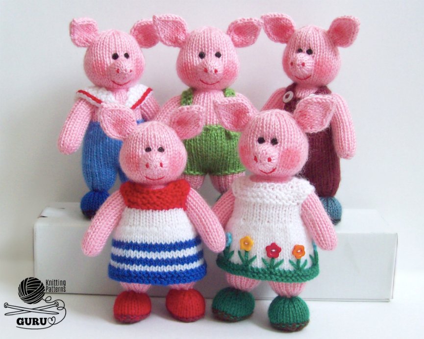 K020 Friendly Pigs soft toys - Farm animals Pigglet Amigurumi farm animal