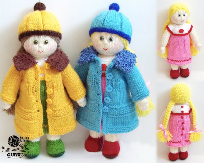 K019 Dolls with clothes (Dress, hat, jacket) - Amigurumi stuffed doll - Stricken
