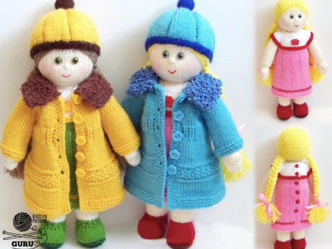 K019 Dolls with clothes (Dress, hat, jacket) - Amigurumi stuffed doll