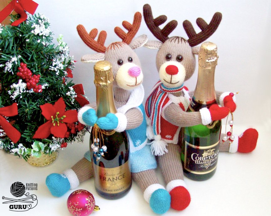 K018 Christmas Deer Soft toy or holder for wine and champagne bottles - Image 9