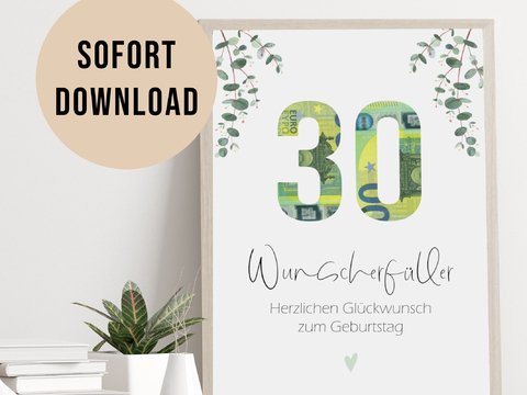 Poster GELDGESCHENK Geburtstag 30 DOWNLOAD
