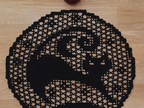 Deckchen Halloween Katze Häkelanleitung