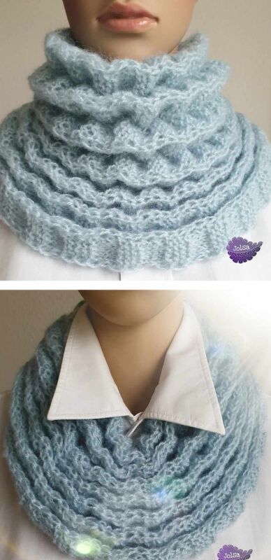 Blauer Nackenwärmer Schal Loop PDF-Muster Strickanleitung