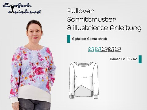 Schnittmuster Pullover Gipfel der Gemütlichkeit Gr. 32 - 62 Damen
