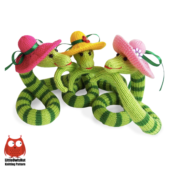 K014 Knitting Pattern - Snake Beauty Boa Cobra Serpent Amigurumi