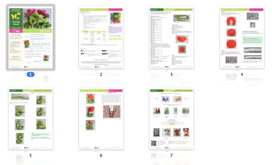 K014 Knitting Pattern - Snake Beauty Boa Cobra Serpent Amigurumi