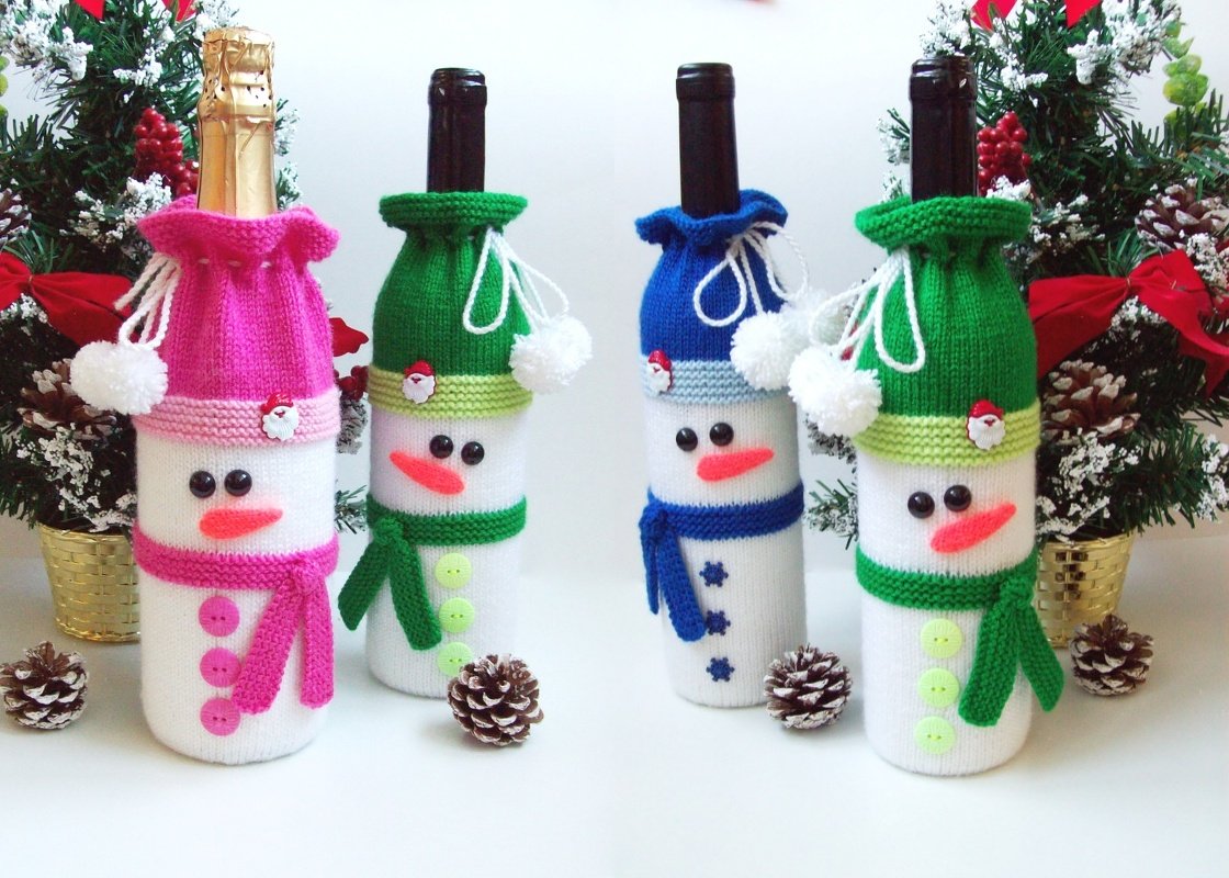 K013 Snowman bottle covers sleeve for wine and champagne - Image 14