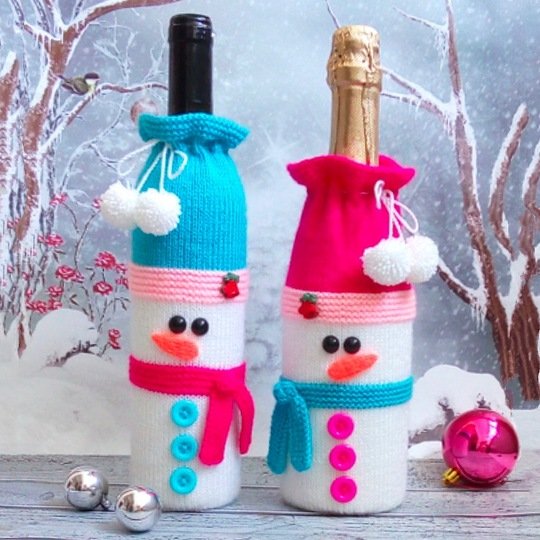 K013 Snowman bottle covers sleeve for wine and champagne