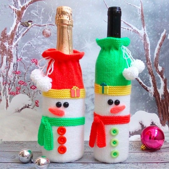 K013 Snowman bottle covers sleeve for wine and champagne