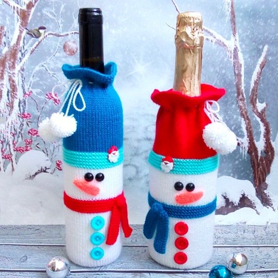K013 Snowman bottle covers sleeve for wine and champagne