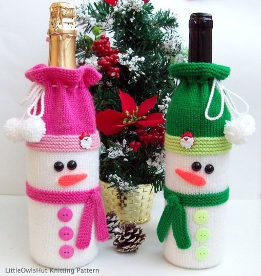 K013 Snowman bottle covers sleeve for wine and champagne