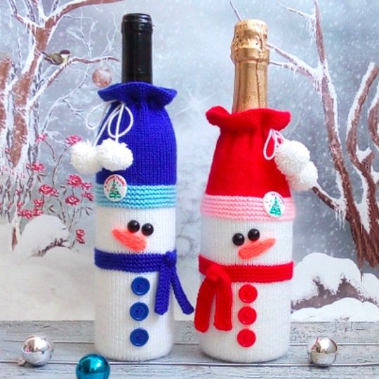K013 Snowman bottle covers sleeve for wine and champagne
