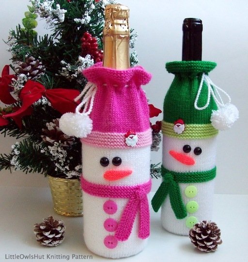 K013 Snowman bottle covers sleeve for wine and champagne
