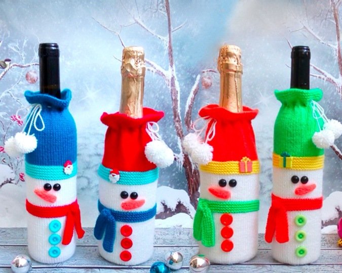 K013 Snowman bottle covers sleeve for wine and champagne