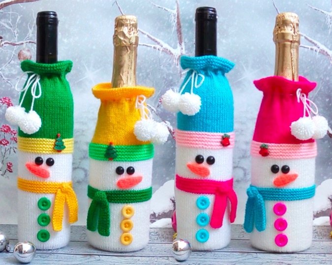 K013 Snowman bottle covers sleeve for wine and champagne