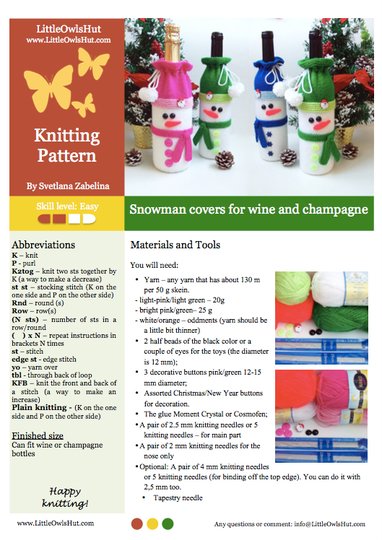 K013 Snowman bottle covers sleeve for wine and champagne