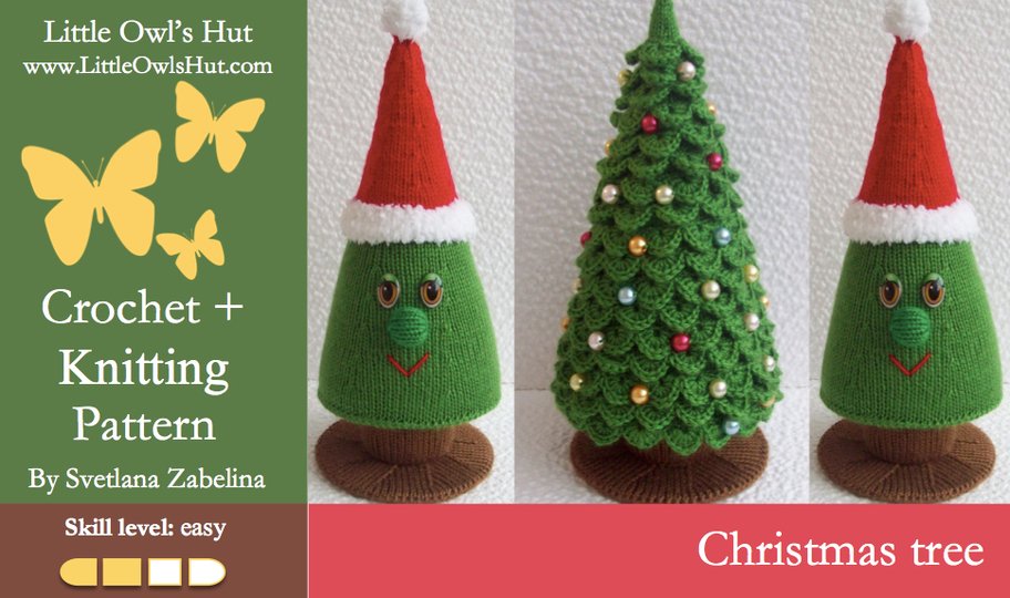 K011 Knitting (branches are Crochet) Pattern Christmas Tree New Year Decor