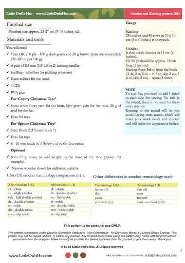 K011 Knitting (branches are Crochet) Pattern Christmas Tree New Year Decor