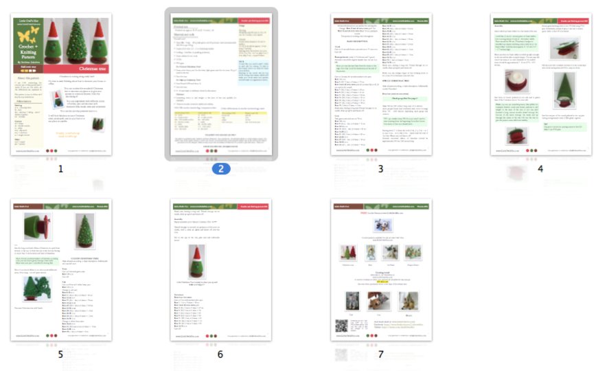 K011 Knitting (branches are Crochet) Pattern Christmas Tree New Year Decor