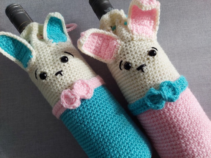 Häkelanleitung Flaschenhülle lustiger Osterhase!