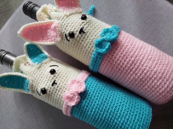 Häkelanleitung Flaschenhülle lustiger Osterhase!