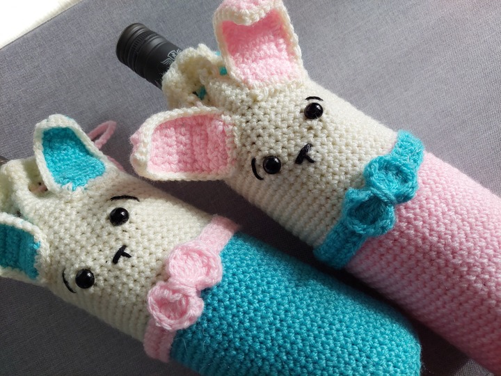 Häkelanleitung Flaschenhülle lustiger Osterhase!