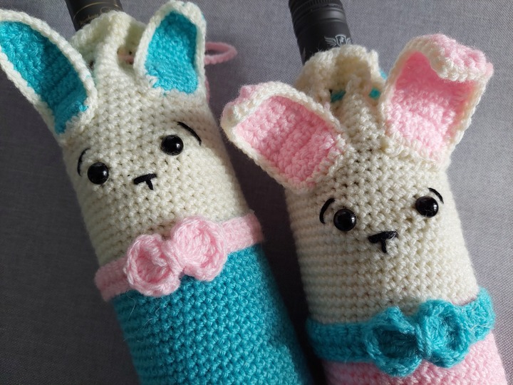 Häkelanleitung Flaschenhülle lustiger Osterhase!