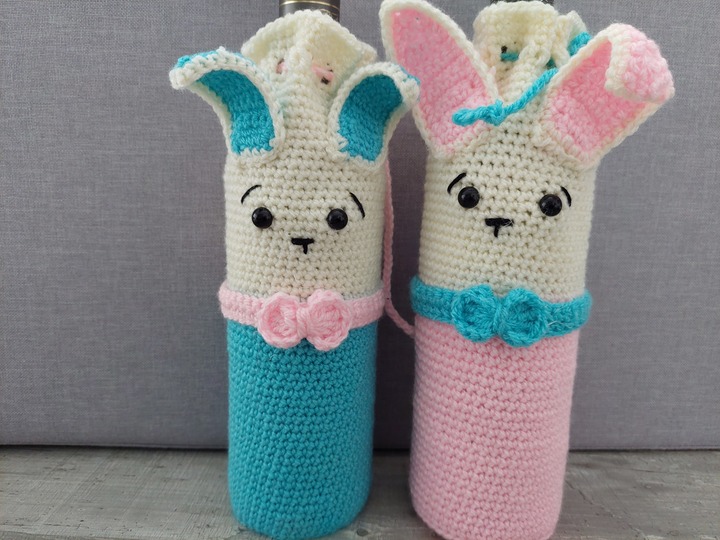 Häkelanleitung Flaschenhülle lustiger Osterhase!