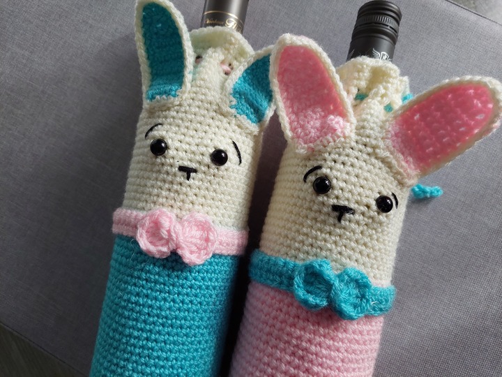 Häkelanleitung Flaschenhülle lustiger Osterhase!